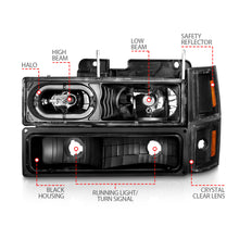 Load image into Gallery viewer, 88-98-Chevrolet-C1500-Crystal-Headlights-Black-Housing-W-Signal-And-Side-Marker-Lights