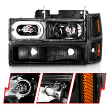 Load image into Gallery viewer, 88-98-Chevrolet-C1500-Crystal-Headlights-Black-Housing-W-Signal-And-Side-Marker-Lights