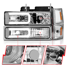 Load image into Gallery viewer, 88-98-Chevrolet-C1500-Crystal-Headlights-WLight-Bar-Chrome-Housing-W-Signal-Side-Markers-8Pcs