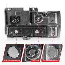 Load image into Gallery viewer, 88-98-Chevrolet-C1500-Crystal-Headlights-WLight-Bar-Chrome-Housing-W-Signal-Side-Markers-8Pcs