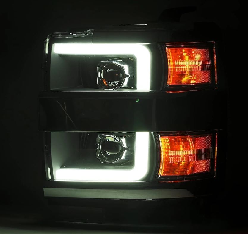 AlphaRex 880098 Projector Headlights Black for Select Chevrolet Silverado 2500, Chevrolet Silverado HD, Chevrolet Silverado 3500, Chevrolet Silverado HD