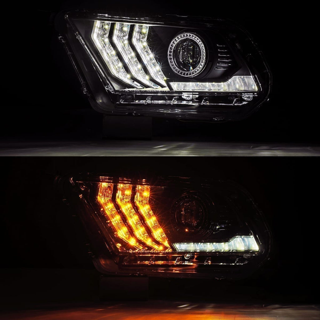 AlphaRex 880115 LED Projector Headlights in Black for Select Ford Mustang
