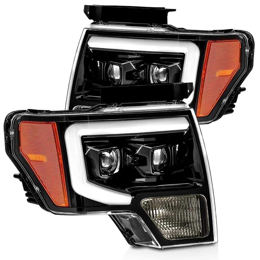 AlphaRex 880116 Projector Headlights Plank Style Design Gloss Black for Select Ford F-150