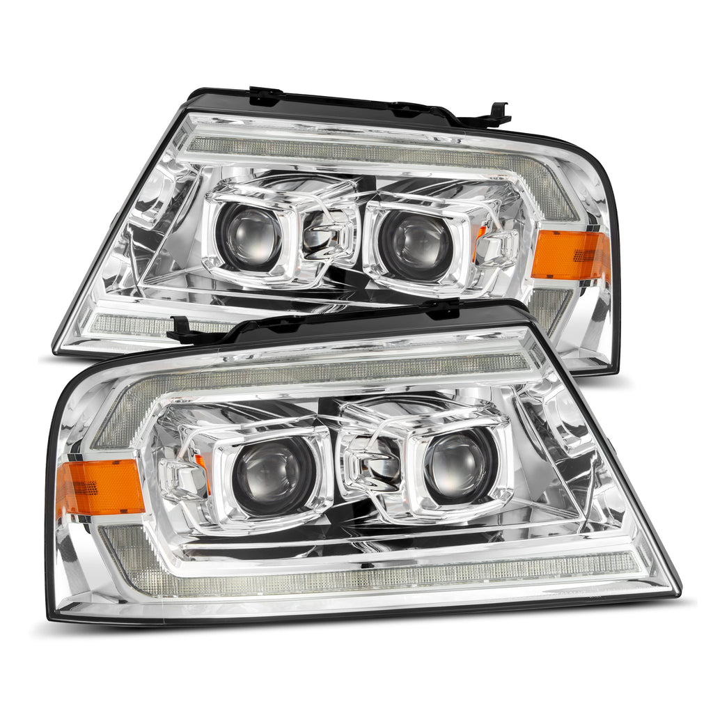 AlphaRex 880135 Projector Headlights Chrome for Select Ford F-150, Lincoln Mark LT