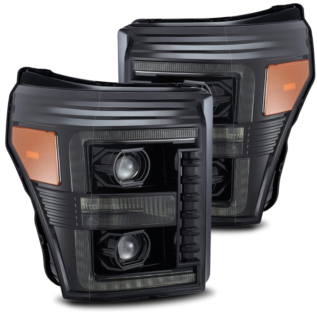 AlphaRex 880140 Projector Headlights Plank Style Design Midnight Black for Select Ford F-250 Super Duty, Ford F-350 Super Duty, Ford F-450 Super Duty, Ford F-550 Super Duty