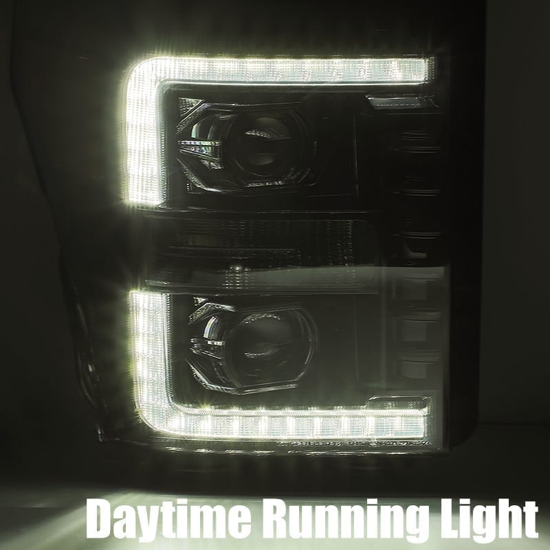 AlphaRex 880143 LED Projector Headlights Plank Style Design Midnight Black for Select Ford F-250 Super Duty, Ford F-350 Super Duty, Ford F-450 Super Duty, Ford F-550 Super Duty