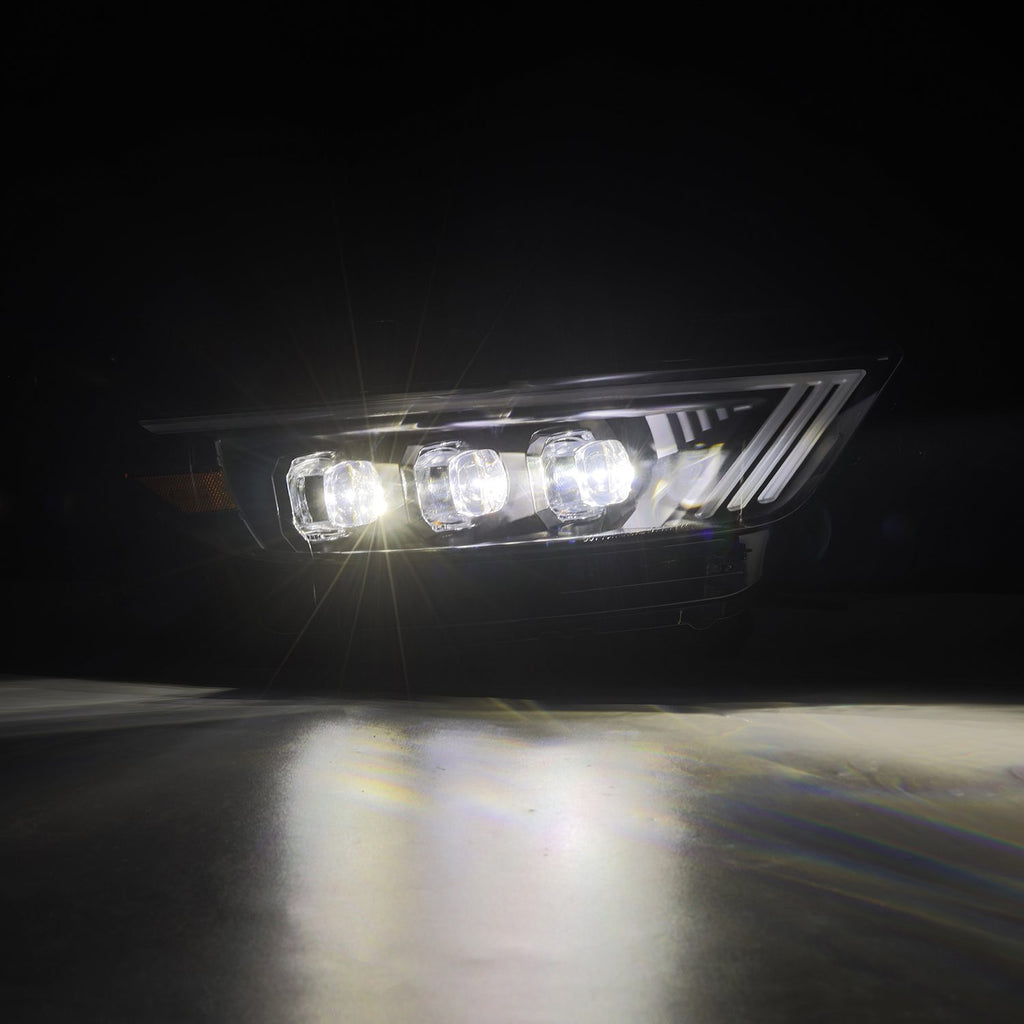 AlphaRex 880144 LED Projector Headlights in Black for Select Ford Mustang