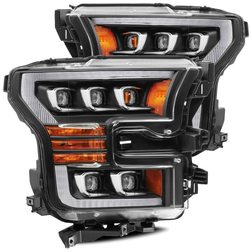 AlphaRex 880152 LED Projector Headlights Plank Style Design Matte Black for Select Ford F-150