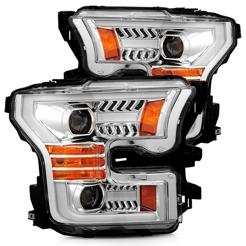 AlphaRex 880157 Projector Headlights Plank Style Design Chrome for Select Ford F-150