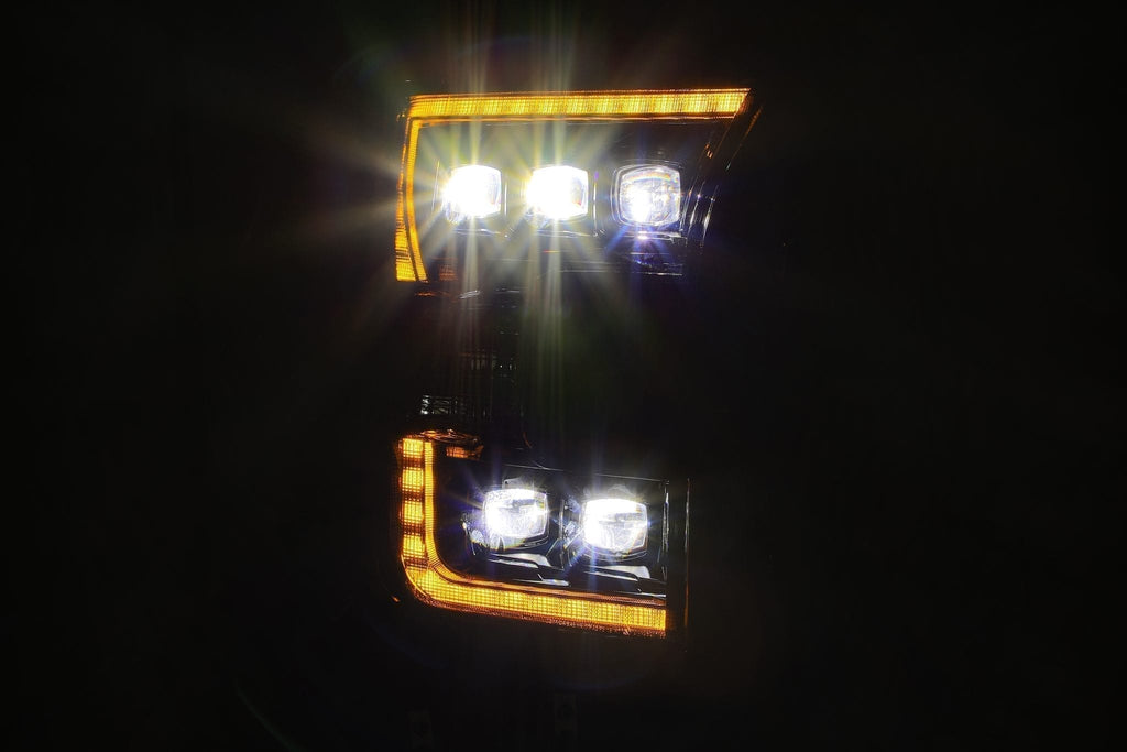 AlphaRex 880163 LED Projector Headlights Plank Style Design Midnight Black for Select Ford F-150
