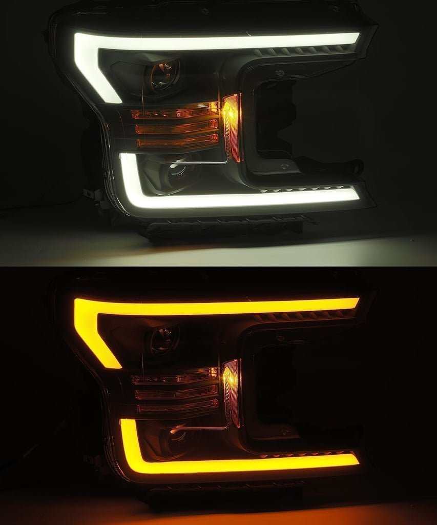AlphaRex 880176 Projector Headlights Black for Select Ford F-150