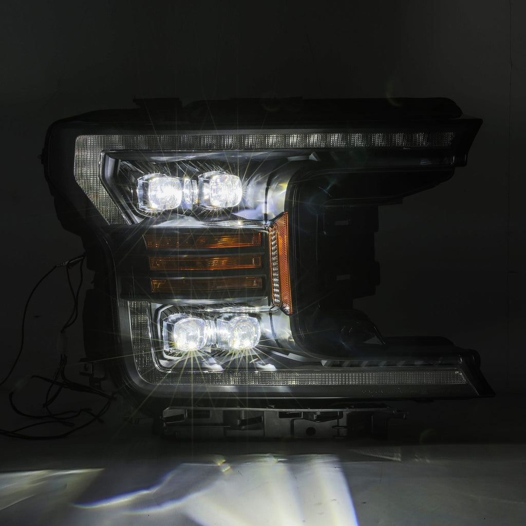 AlphaRex 880182 LED Projector Headlights Plank Style Design Matte Black for Select Ford F-150