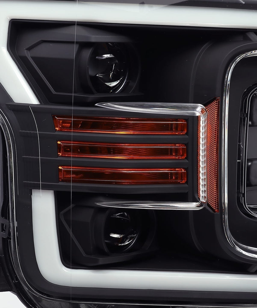 AlphaRex 880186 Projector Headlights Plank Style Design Matte Black for Select Ford F-150