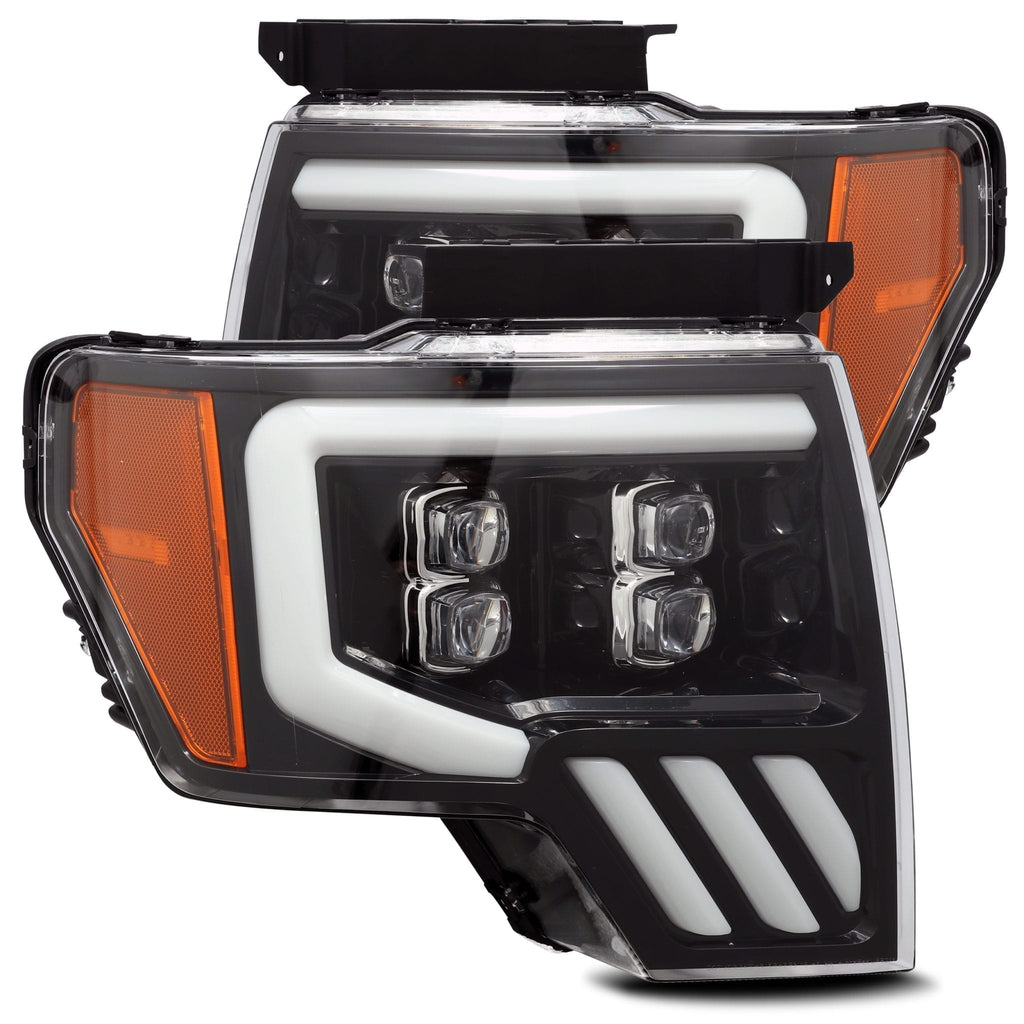 AlphaRex 880190 LED Projector Headlights Plank Style Design Gloss Black for Select Ford F-150