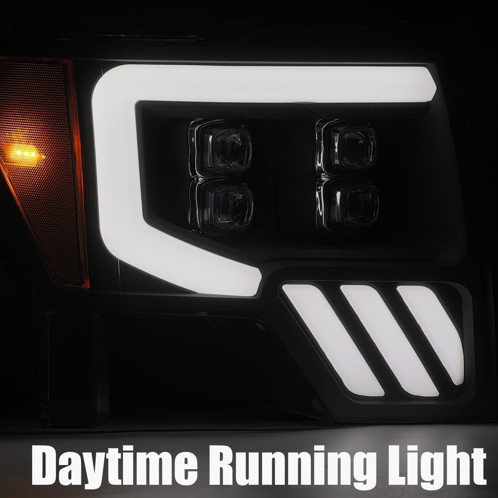 AlphaRex 880190 LED Projector Headlights Plank Style Design Gloss Black for Select Ford F-150