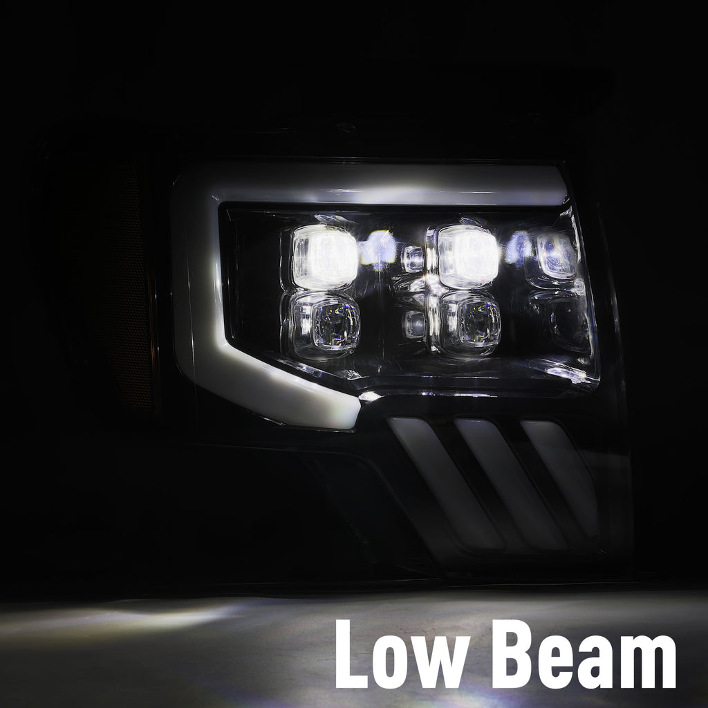 AlphaRex 880191 LED Projector Headlights Plank Style Design Chrome for Select Ford F-150