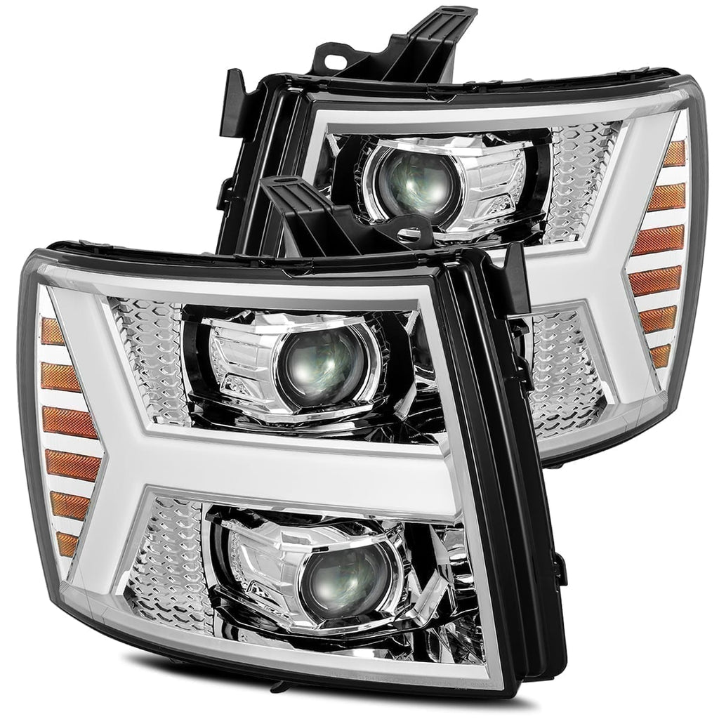 AlphaRex 880204 Projector Headlights Plank Style Design Chrome for Select Chevrolet Silverado 1500, Chevrolet Silverado 2500, Chevrolet Silverado 3500, Chevrolet Silverado HD