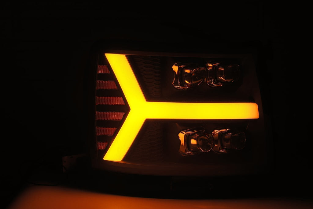 AlphaRex 880209 LED Projector Headlights Plank Style Design Black for Select Chevrolet Silverado 1500, Chevrolet Silverado 2500, Chevrolet Silverado 3500, Chevrolet Silverado HD