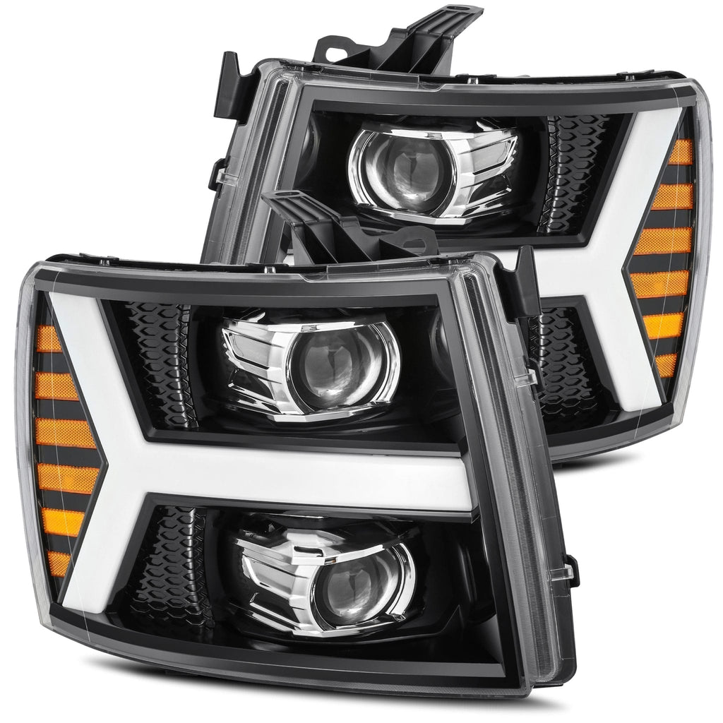 AlphaRex 880223 Projector Headlights Jet Black for Select Chevrolet Silverado 1500, Chevrolet Silverado 2500, Chevrolet Silverado 3500, Chevrolet Silverado HD