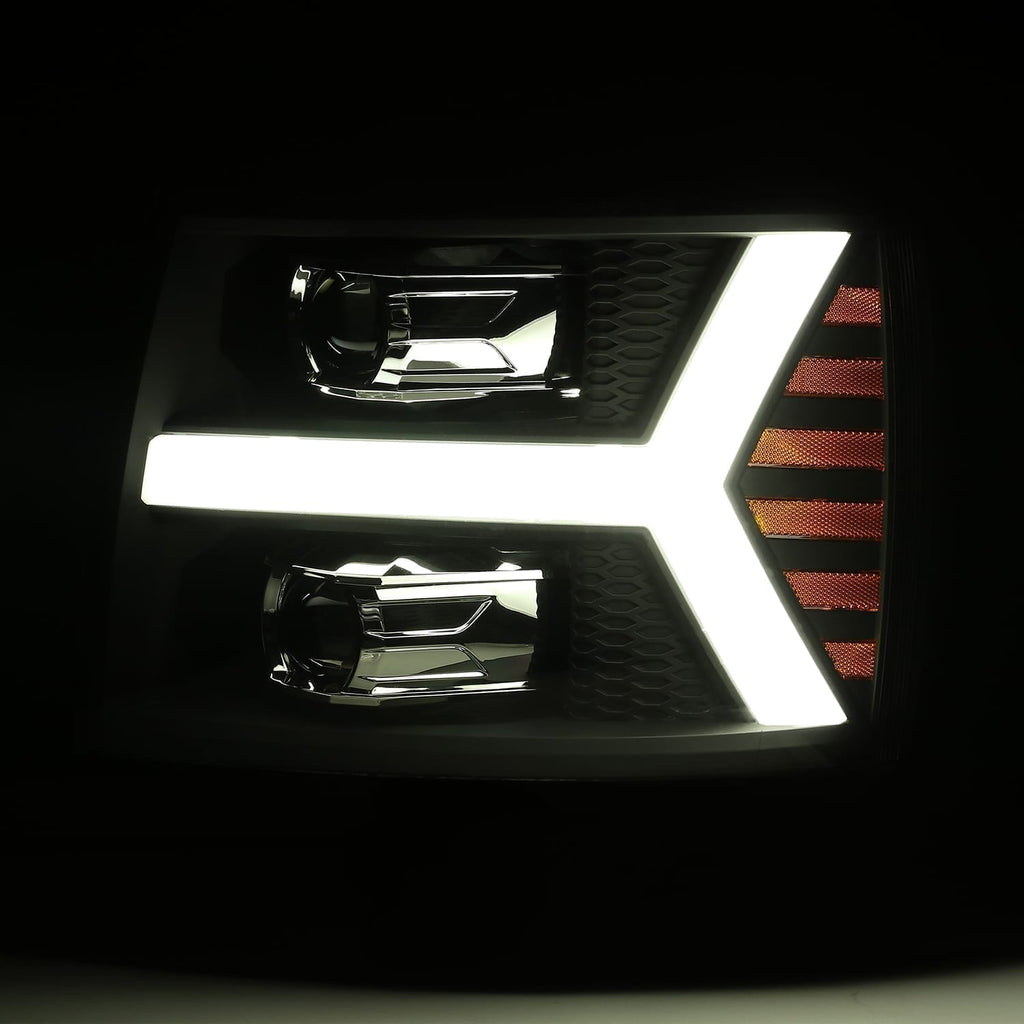 AlphaRex 880223 Projector Headlights Jet Black for Select Chevrolet Silverado 1500, Chevrolet Silverado 2500, Chevrolet Silverado 3500, Chevrolet Silverado HD
