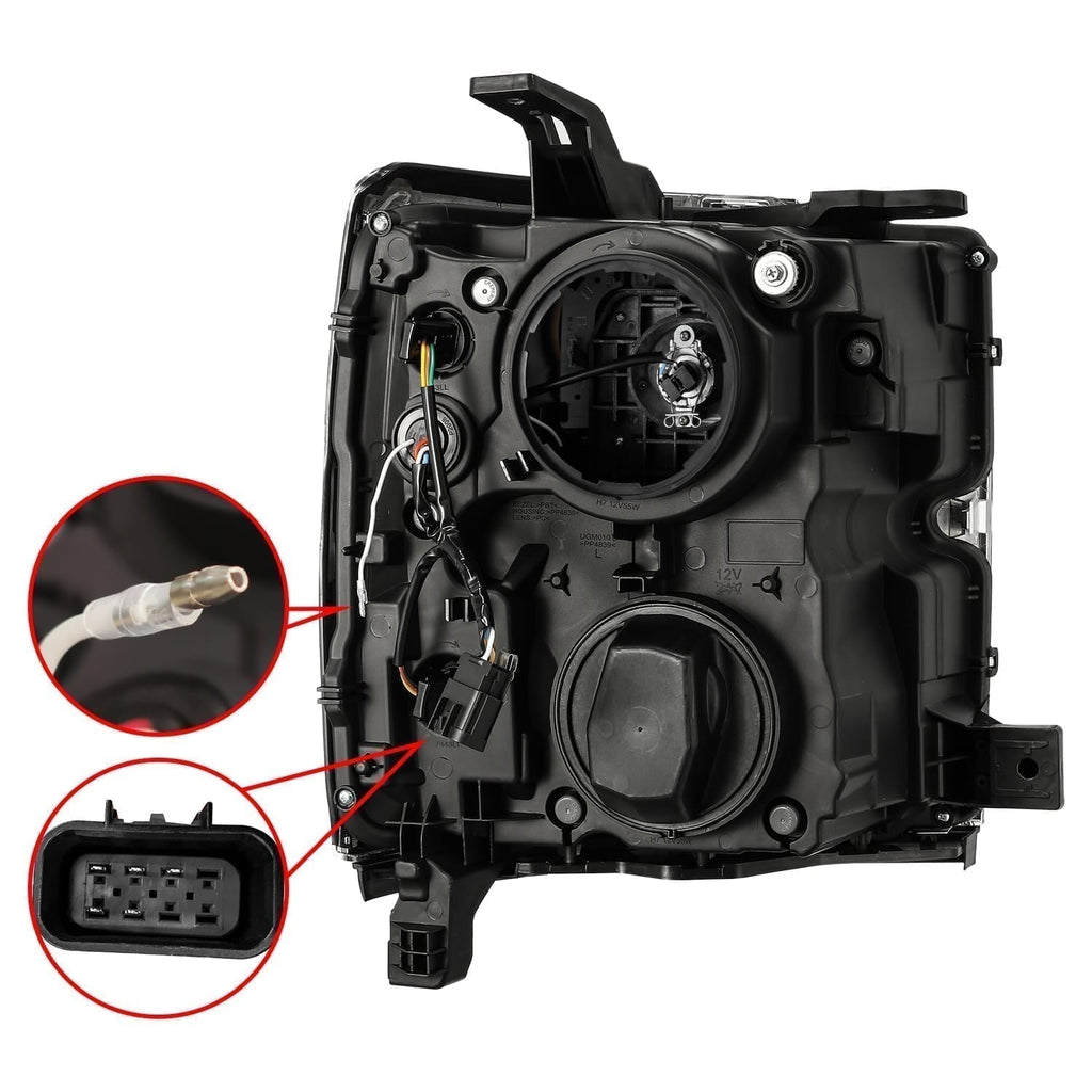 AlphaRex 880226 Projector Headlights Jet Black for Select Chevrolet Silverado 2500, Chevrolet Silverado HD, Chevrolet Silverado 3500, Chevrolet Silverado HD