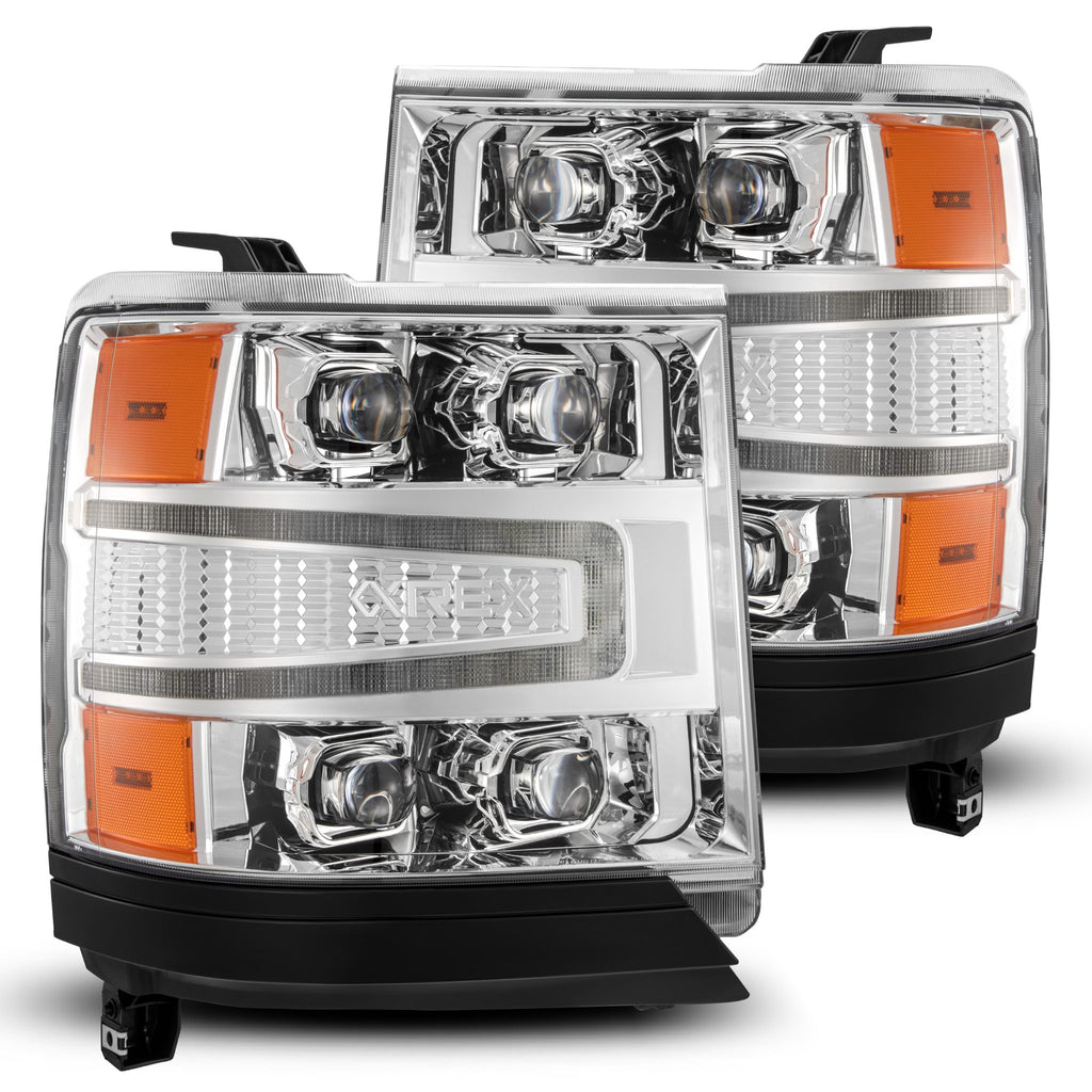 AlphaRex 880238 LED Projector Headlights in Chrome for Select Chevrolet Silverado