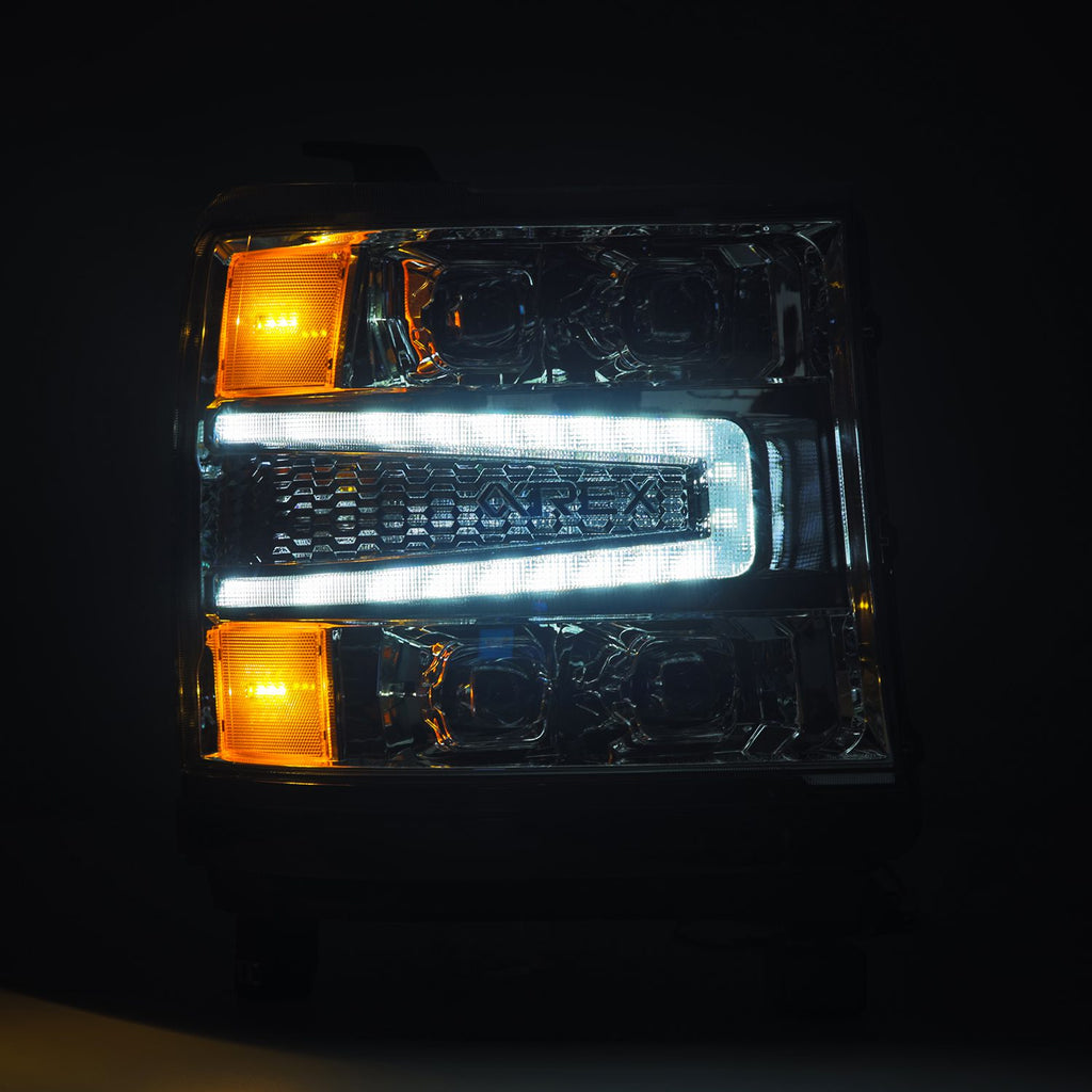 AlphaRex 880238 LED Projector Headlights in Chrome for Select Chevrolet Silverado