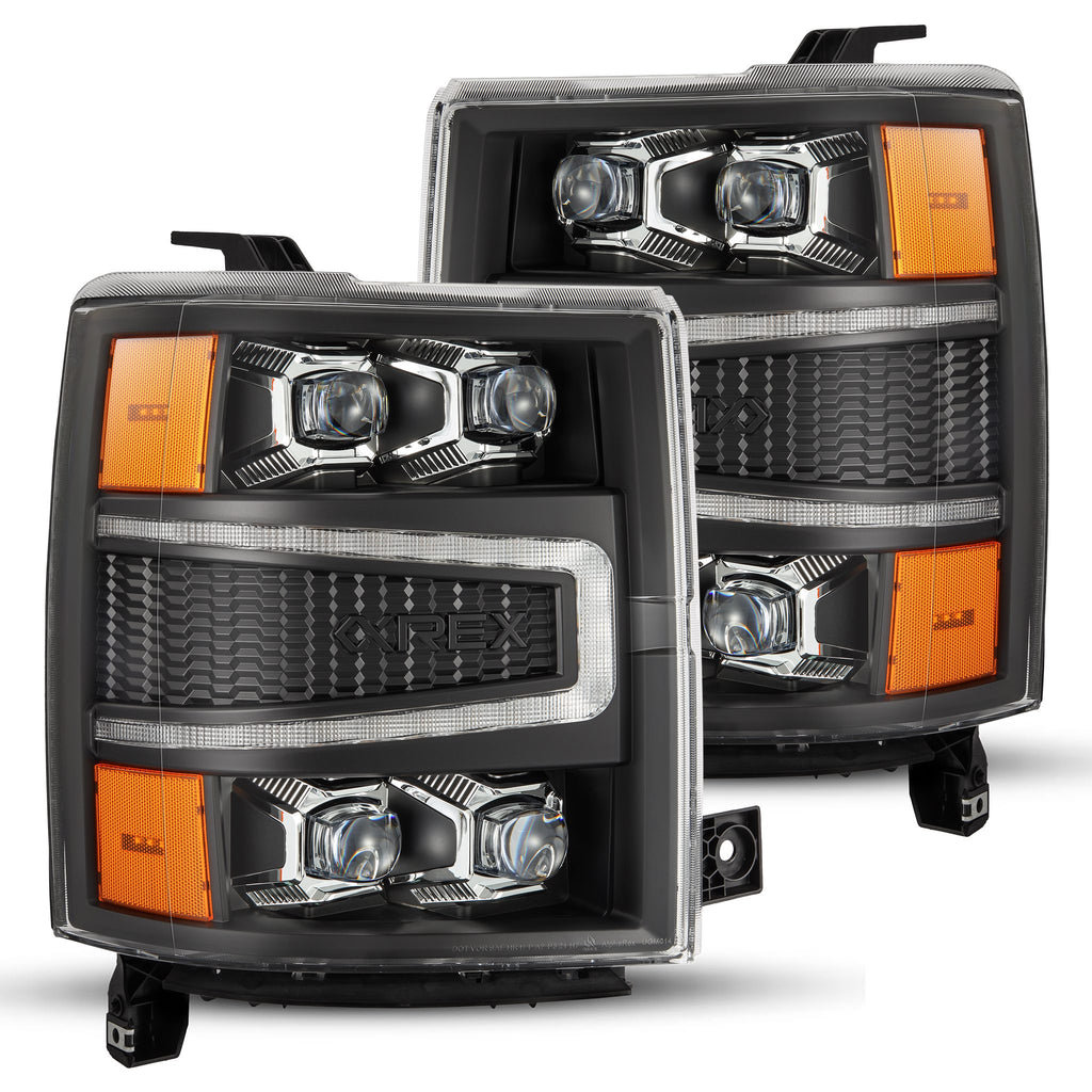AlphaRex 880239 LED Projector Headlights in Black for Select Chevrolet Silverado