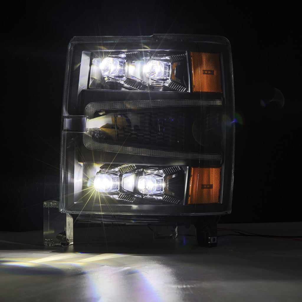 AlphaRex 880239 LED Projector Headlights in Black for Select Chevrolet Silverado