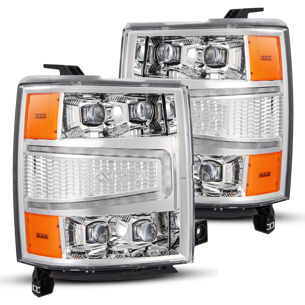 AlphaRex 880240 LED Projector Headlights in Chrome for Select Chevrolet Silverado