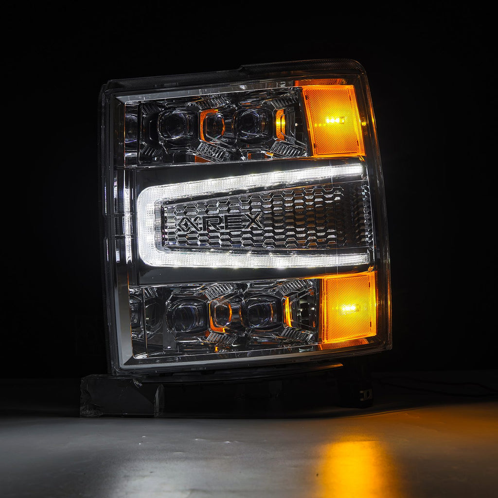 AlphaRex 880240 LED Projector Headlights in Chrome for Select Chevrolet Silverado