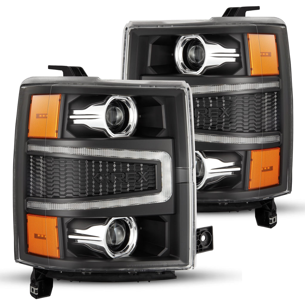 AlphaRex 880242 Projector Headlights Black for Select Chevrolet Silverado