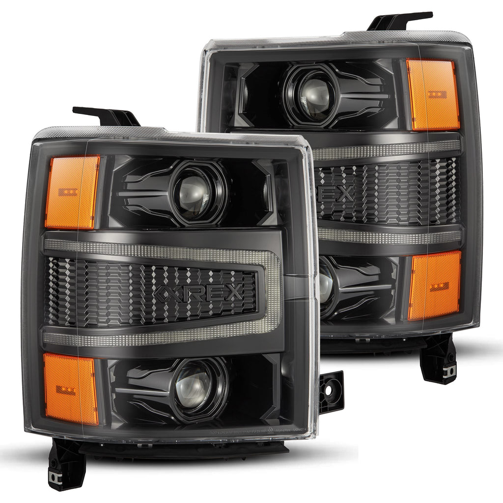 AlphaRex 880244 Projector Headlights Alpha-Black for Select Chevrolet Silverado