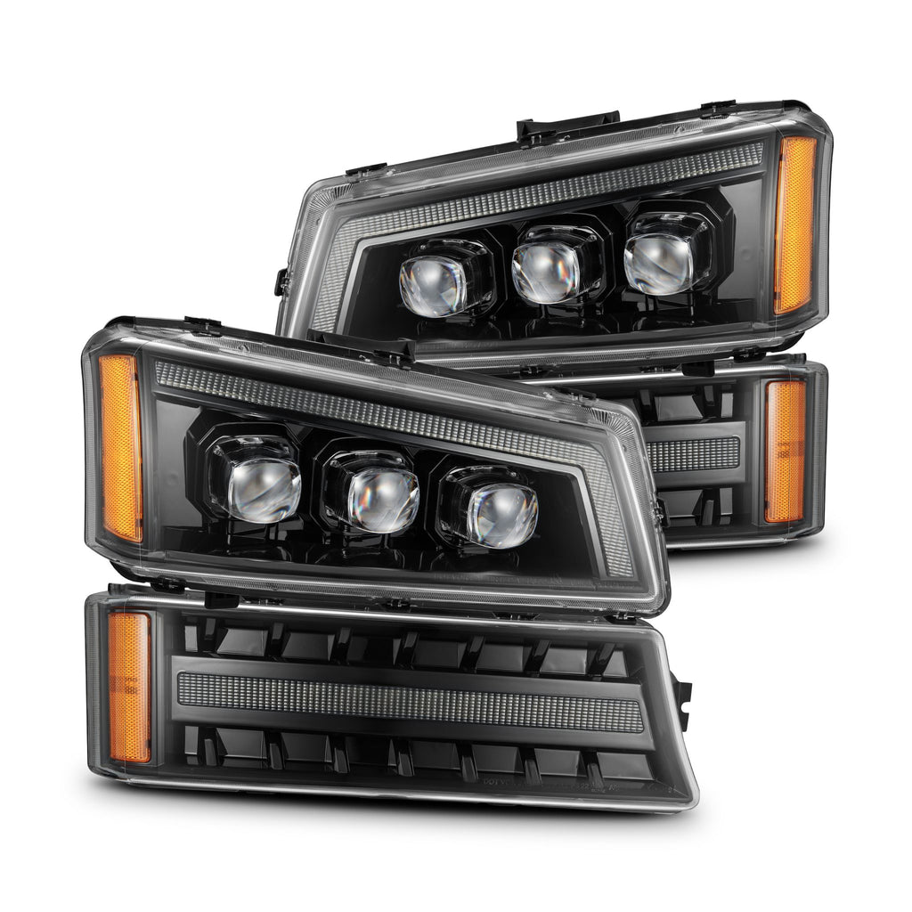 AlphaRex 880254 Projector Headlights Alpha-Black for Select Chevrolet Avalanche 1500, Chevrolet Silverado 1500, Chevrolet Silverado 2500, Chevrolet Silverado