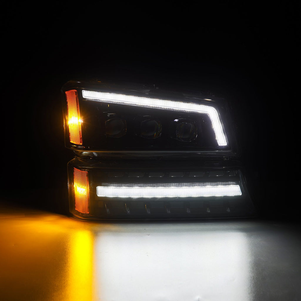 AlphaRex 880254 Projector Headlights Alpha-Black for Select Chevrolet Avalanche 1500, Chevrolet Silverado 1500, Chevrolet Silverado 2500, Chevrolet Silverado