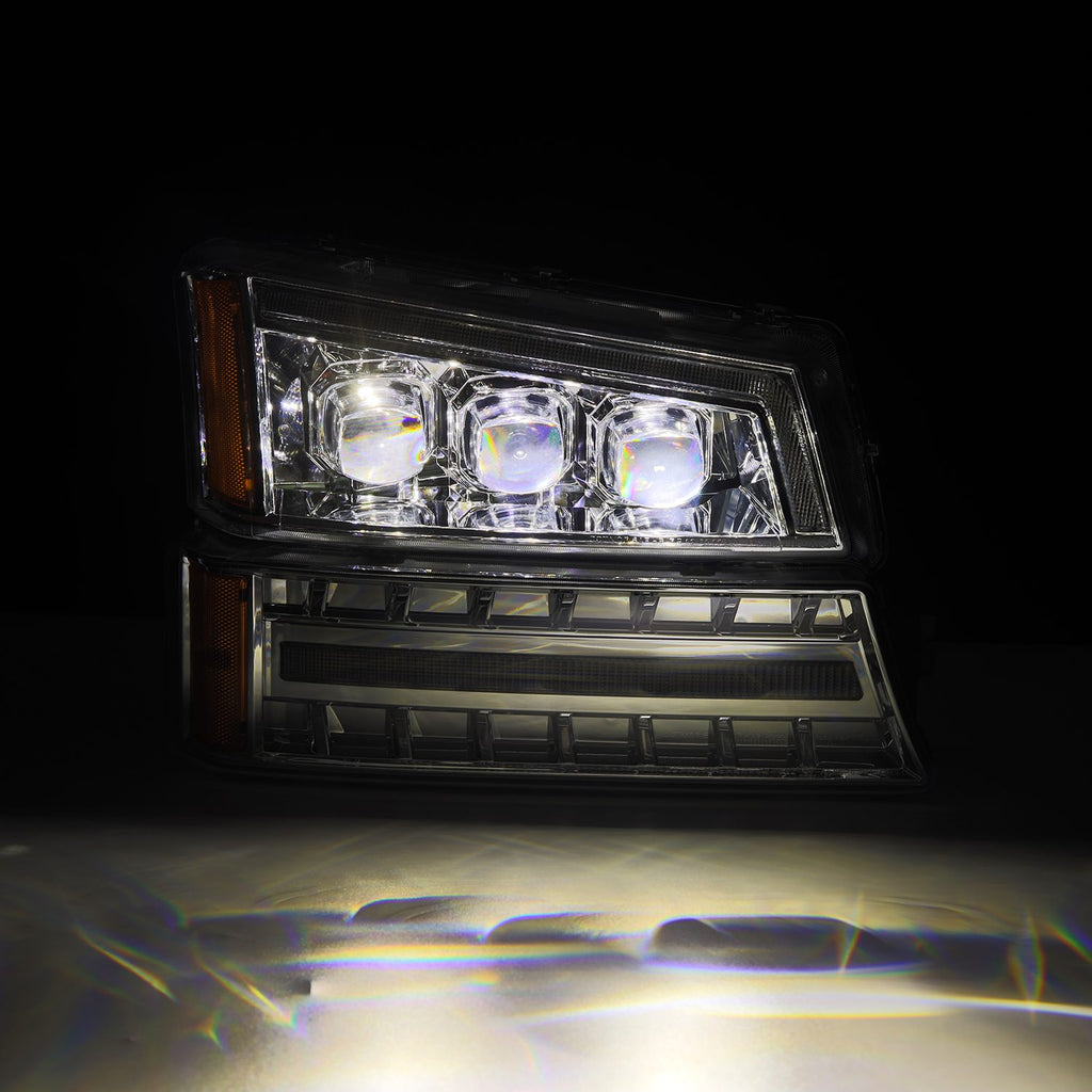 AlphaRex 880255 Projector Headlights Chrome for Select Chevrolet Avalanche 1500, Chevrolet Silverado 1500, Chevrolet Silverado 2500, Chevrolet Silverado