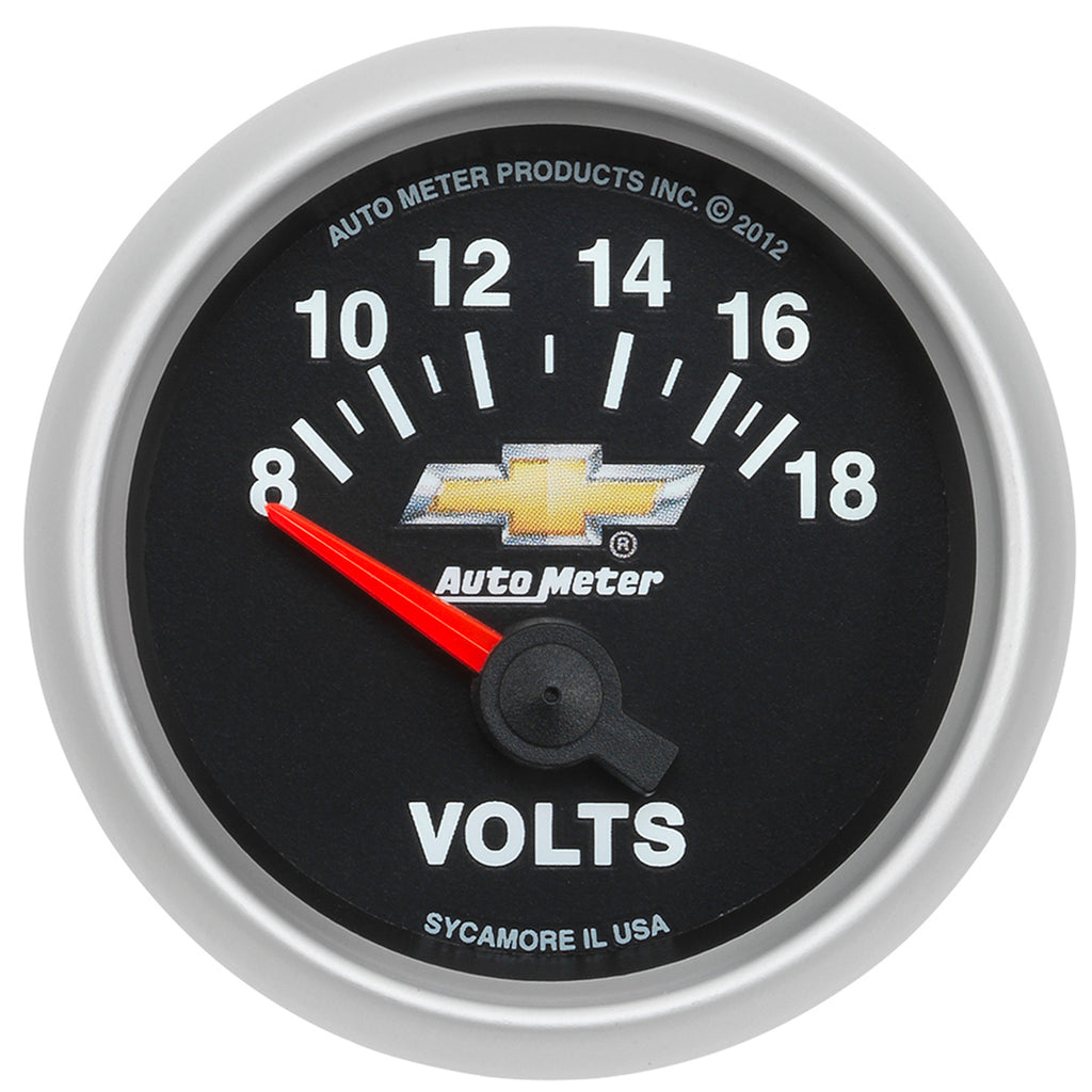 AutoMeter 880444 GAUGE, VOLTMETER, 2 1/16", 18V, ELECTRIC, CHEVY GOLD BOWTIE