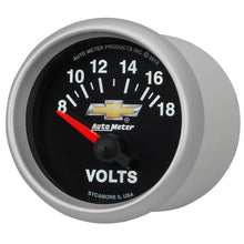 Load image into Gallery viewer, AutoMeter 880444 GAUGE, VOLTMETER, 2 1/16", 18V, ELECTRIC, CHEVY GOLD BOWTIE