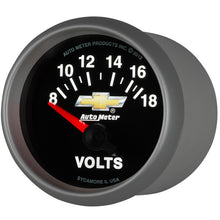 Load image into Gallery viewer, AutoMeter 880444 GAUGE, VOLTMETER, 2 1/16", 18V, ELECTRIC, CHEVY GOLD BOWTIE
