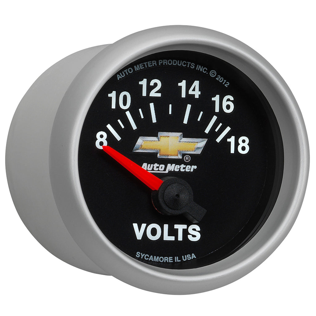 AutoMeter 880444 GAUGE, VOLTMETER, 2 1/16", 18V, ELECTRIC, CHEVY GOLD BOWTIE