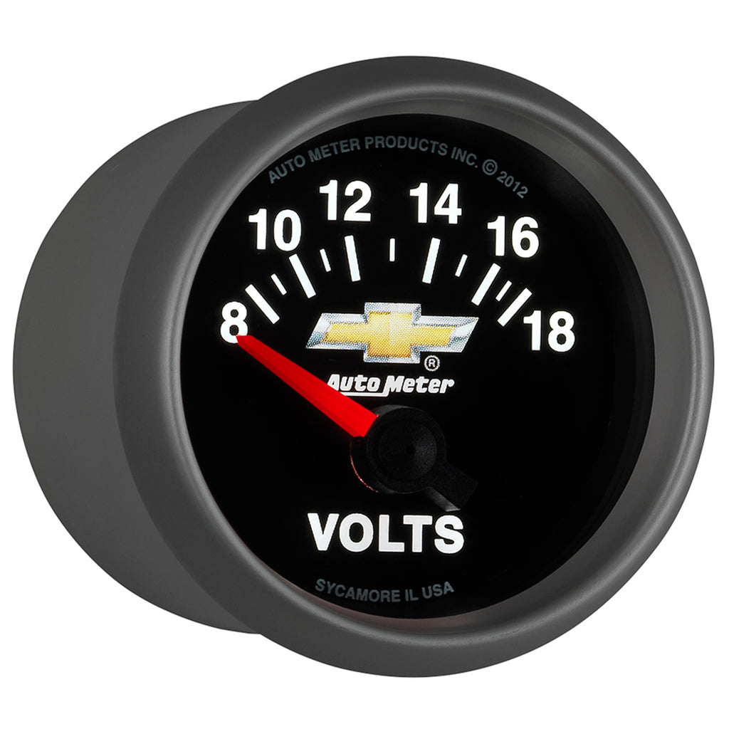 AutoMeter 880444 GAUGE, VOLTMETER, 2 1/16", 18V, ELECTRIC, CHEVY GOLD BOWTIE
