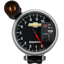 Load image into Gallery viewer, AutoMeter 880445 GAUGE, TACH, 5", 10K RPM, PEDESTAL W/ EXT. SHIFT-LITE, CHEVY GOLD BOWTIE