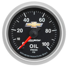 Load image into Gallery viewer, AutoMeter 880447 GAUGE, OIL PRESS, 2 1/16", 100PSI, DIGITAL STEPPER MOTOR, CHEVY GOLD BOWTIE