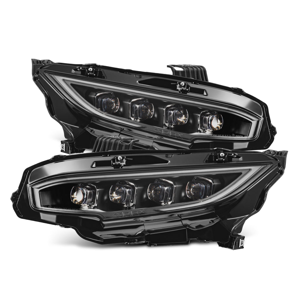 AlphaRex 880491 Projector Headlights Black for Select Honda Civic