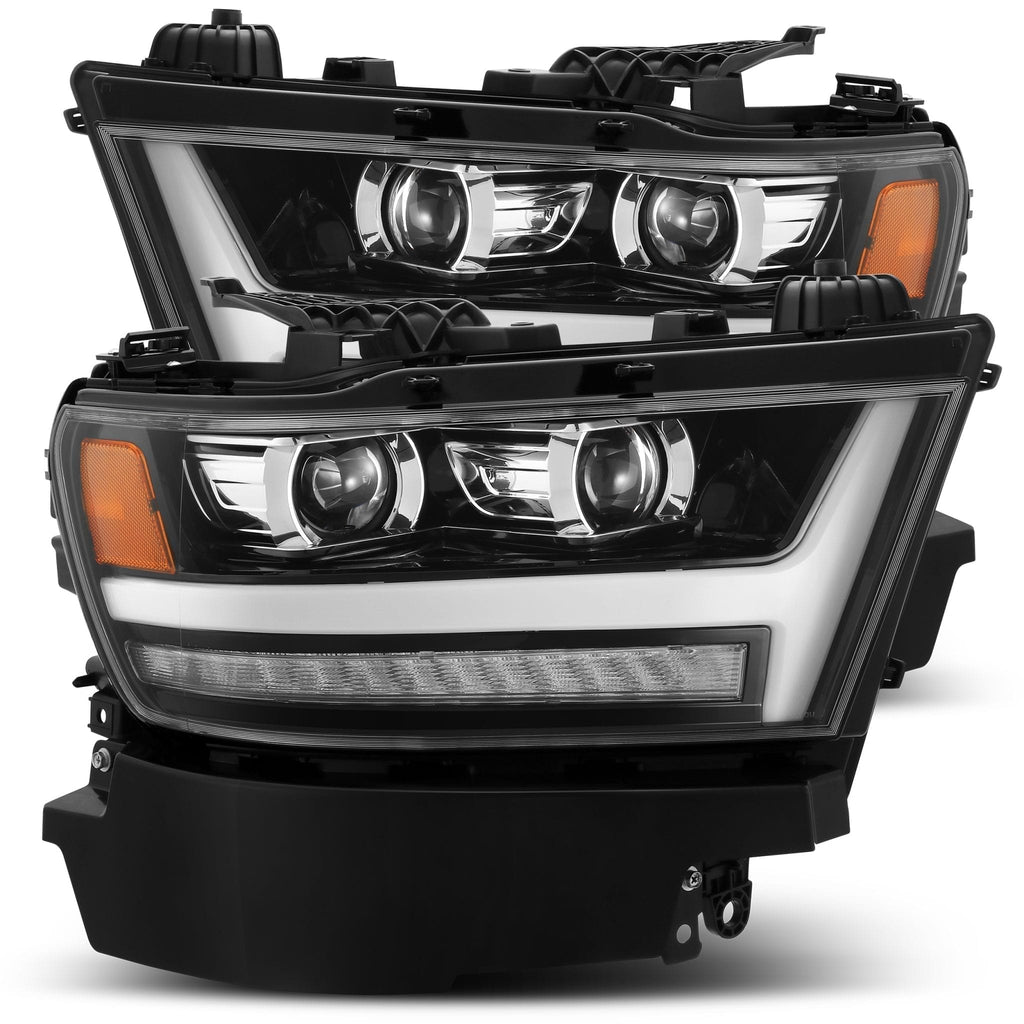AlphaRex 880513 Projector Headlights Plank Style Design Jet Black for Select Ram
