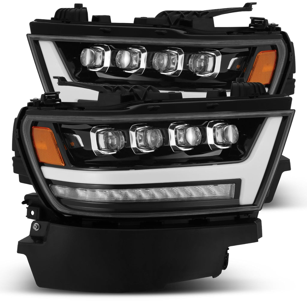 AlphaRex 880516 LED Projector Headlights Plank Style Design Gloss Black for Select Ram