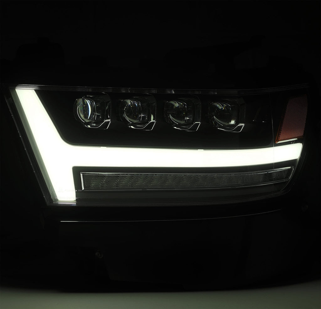 AlphaRex 880516 LED Projector Headlights Plank Style Design Gloss Black for Select Ram