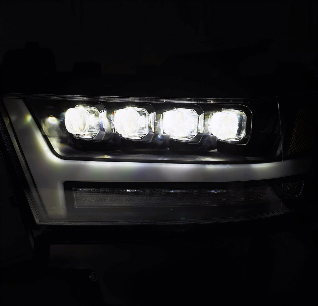 AlphaRex 880516 LED Projector Headlights Plank Style Design Gloss Black for Select Ram