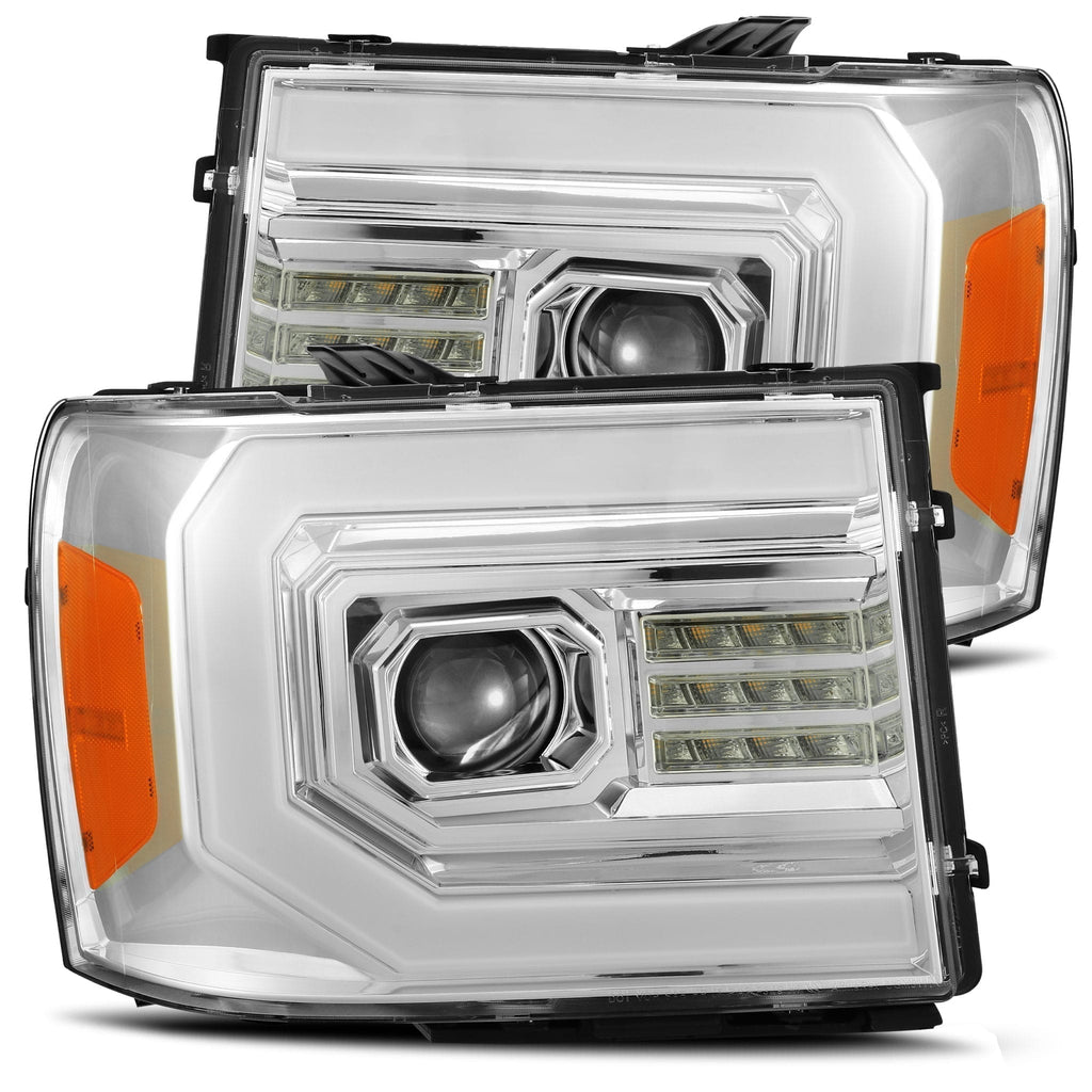 AlphaRex 880605 Projector Headlights Plank Style Design Gloss Black for Select GMC Sierra