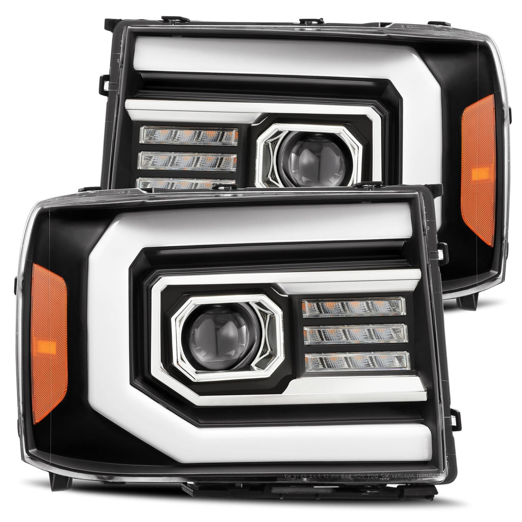 AlphaRex 880606 Projector Headlights Plank Style Design Matte Black for Select GMC Sierra